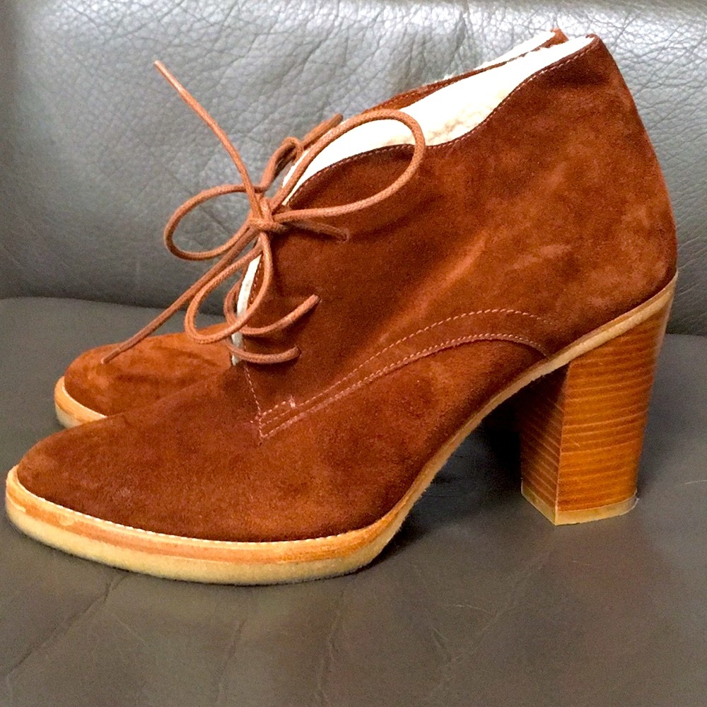 Ralph Lauren Collection Brown Franny Suede Bootie Shoes Size 7.5 - Picture 1 of 13